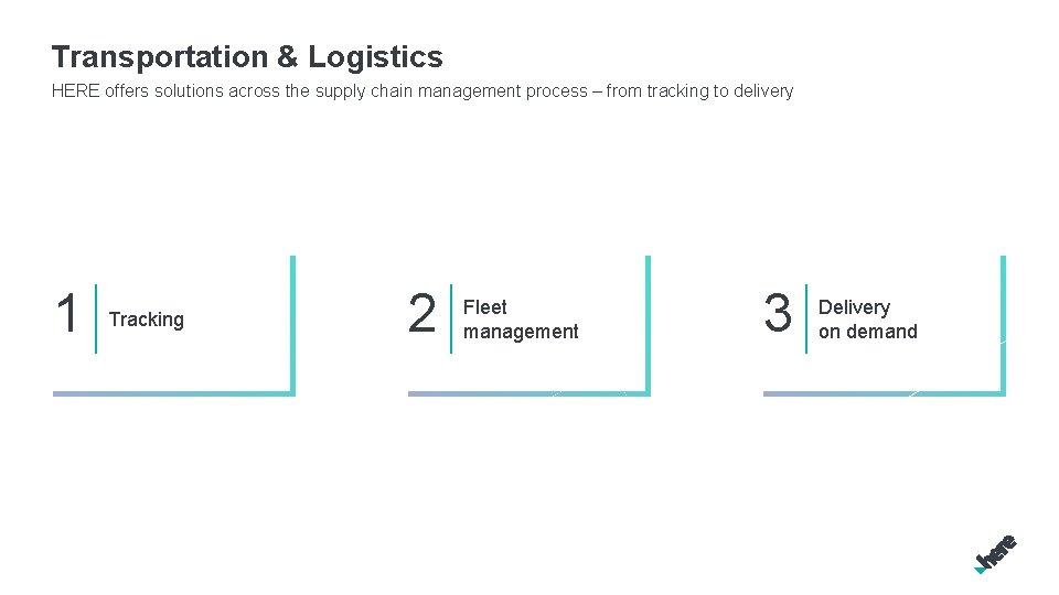 Transportation & Logistics HERE offers solutions across the supply chain management process – from Transportation & Logistics HERE offers solutions across the supply chain management process – from