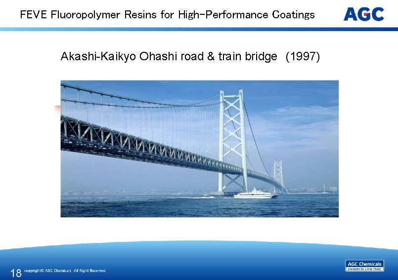 FEVE Fluoropolymer Resins for High-Performance Coatings Akashi-Kaikyo Ohashi road & train bridge (1997) 18