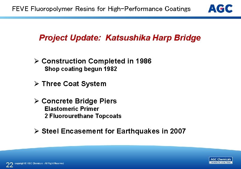 FEVE Fluoropolymer Resins for High-Performance Coatings Project Update: Katsushika Harp Bridge Ø Construction Completed