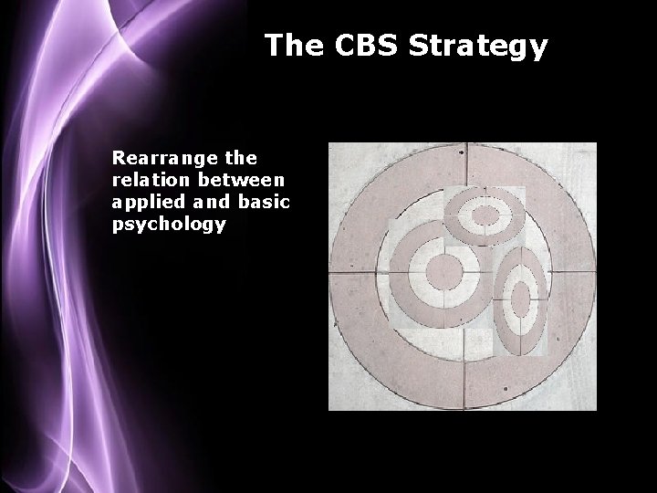 The CBS Strategy Rearrange the relation between applied and basic psychology 