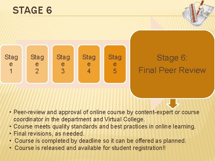 STAGE 6 Stag e 1 Stag e 2 Stag e 3 Stag e 4