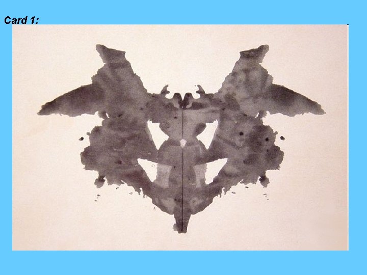 Card 1: Most Popular Responses: Bat (53%), Butterfly (39%) When seeing card I, subjects Card 1: Most Popular Responses: Bat (53%), Butterfly (39%) When seeing card I, subjects