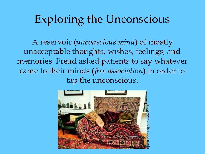 Exploring the Unconscious A reservoir (unconscious mind) of mostly unacceptable thoughts, wishes, feelings, and Exploring the Unconscious A reservoir (unconscious mind) of mostly unacceptable thoughts, wishes, feelings, and