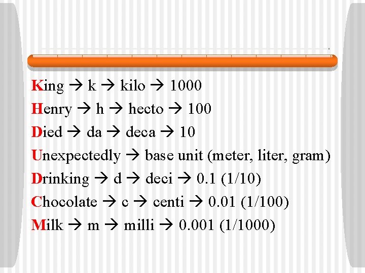 King k kilo 1000 Henry h hecto 100 Died da deca 10 Unexpectedly base