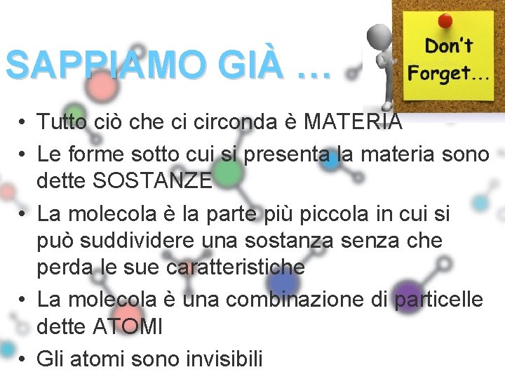 SAPPIAMO GIÀ … • Tutto ciò che ci circonda è MATERIA • Le forme