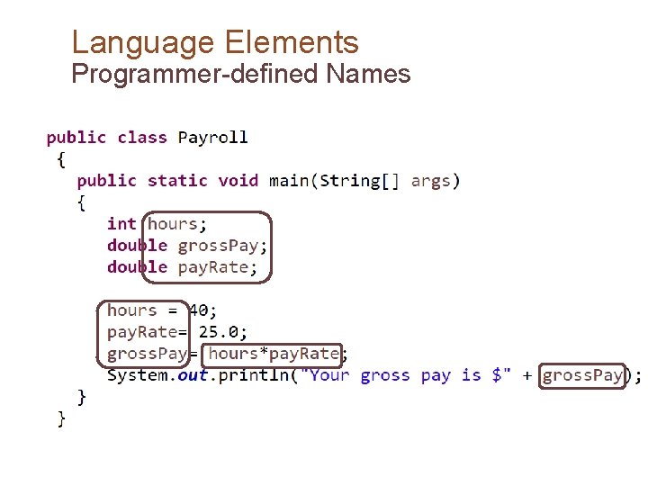 Language Elements Programmer-defined Names 