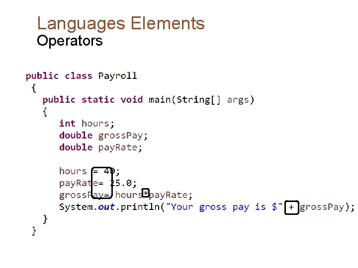Languages Elements Operators 