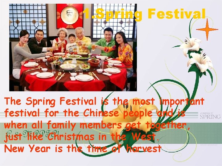 Spring Festival Introduction Spring Festival 20130201008 2 Julie Outline Brief introduction