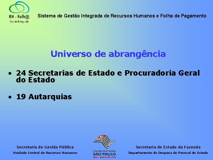 Sistema de Gestão Integrada de Recursos Humanos e Folha de Pagamento Universo de abrangência