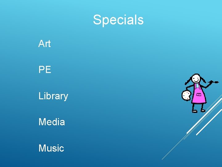 Specials Art PE Library Media Music 