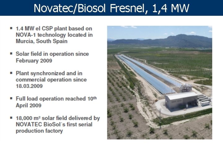 Novatec/Biosol Fresnel, 1, 4 MW 