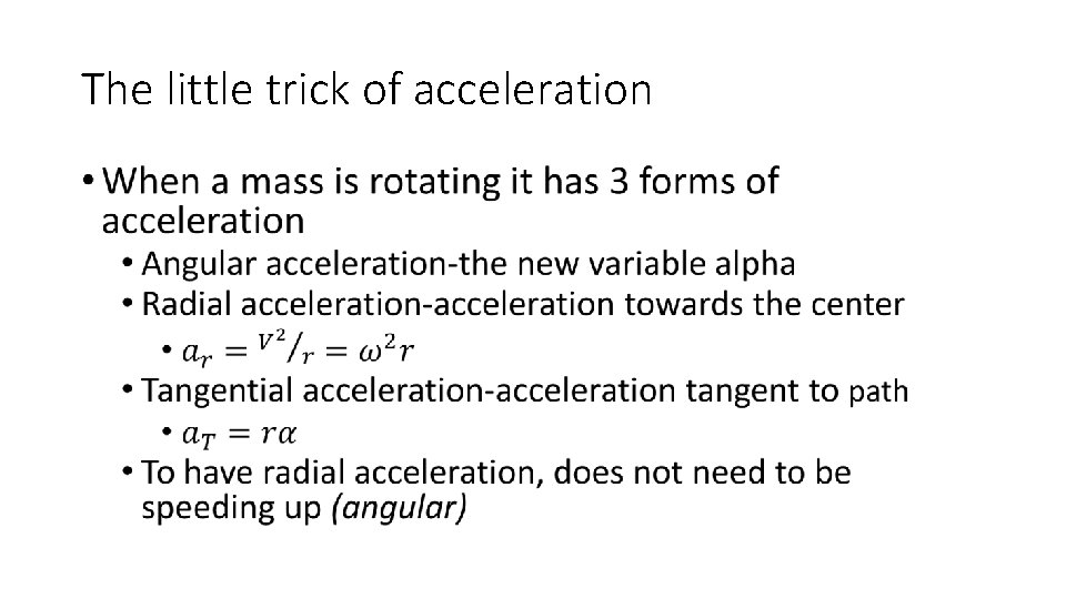 The little trick of acceleration • 