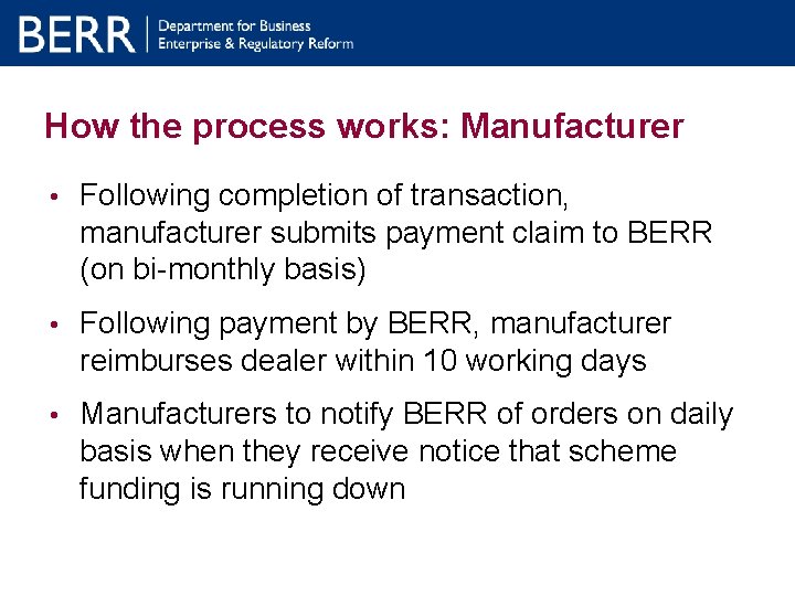 How the process works: Manufacturer • Following completion of transaction, manufacturer submits payment claim How the process works: Manufacturer • Following completion of transaction, manufacturer submits payment claim