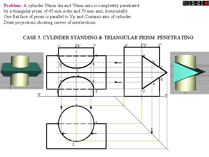 Problem: A cylinder 50 mm dia. and 70 mm axis is completely penetrated by Problem: A cylinder 50 mm dia. and 70 mm axis is completely penetrated by