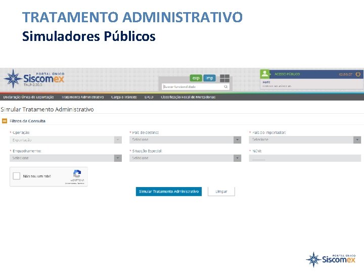 TRATAMENTO ADMINISTRATIVO Simuladores Públicos 
