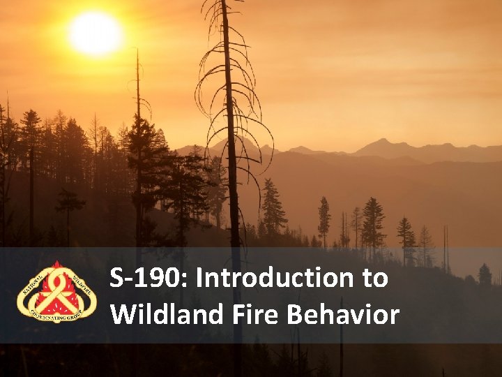 S-190: Introduction to Wildland Fire Behavior S-190: Course Introduction 1 