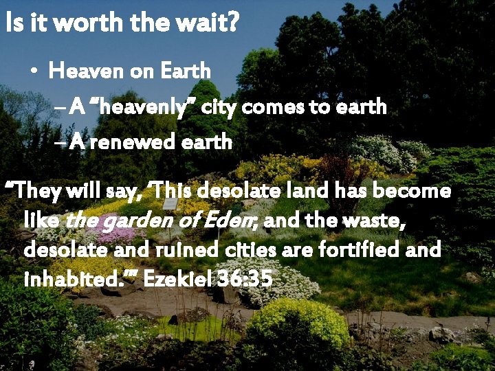 Is it worth the wait? • Heaven on Earth – A “heavenly” city comes