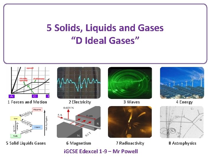 5 Solids, Liquids and Gases “D Ideal Gases” 1 Forces and Motion 5 Solid