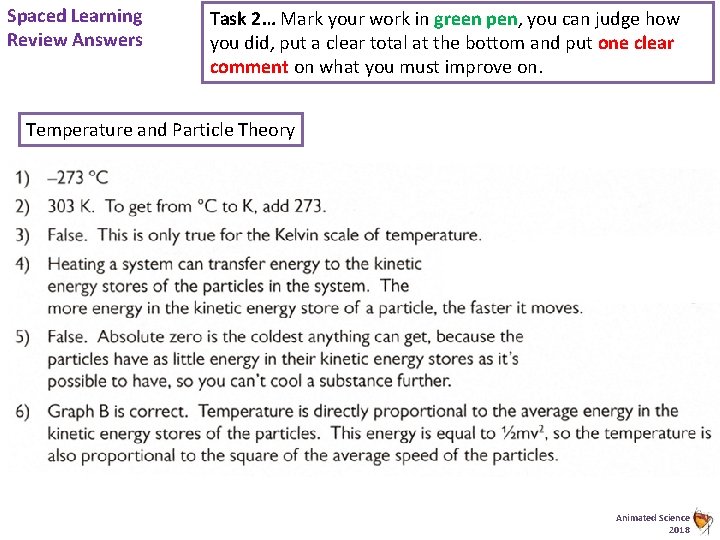 Spaced Learning Review Answers Task 2… Mark your work in green pen, you can