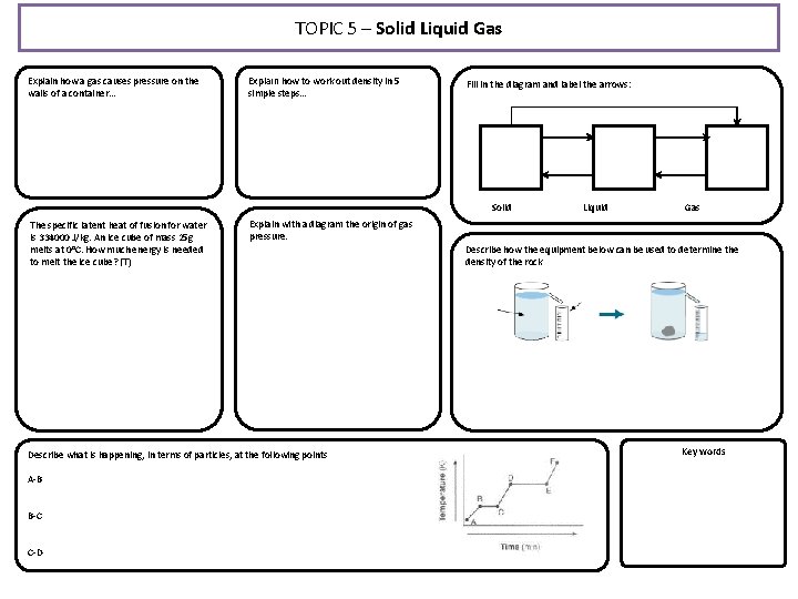 TOPIC 5 – Solid Liquid Gas Explain how a gas causes pressure on the