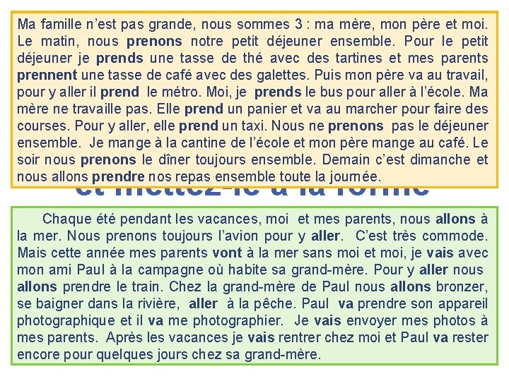 Ma famille n’est pas grande, nous sommes 3 : ma mère, mon père et