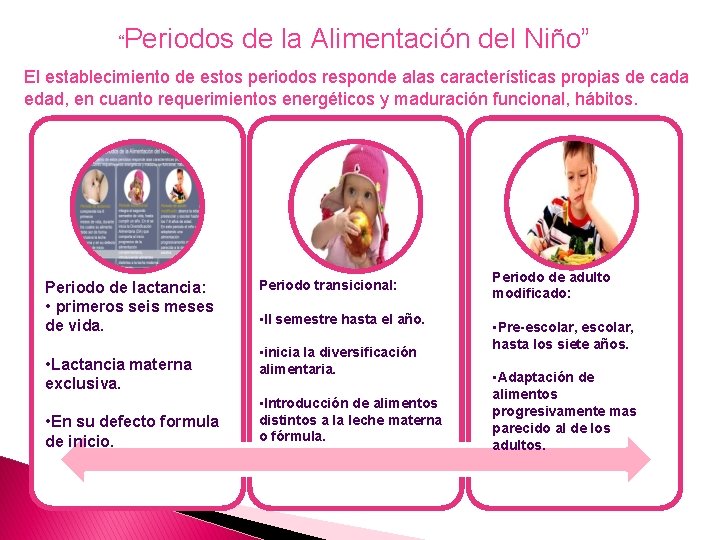 “Periodos de la Alimentación del Niño” El establecimiento de estos periodos responde alas características