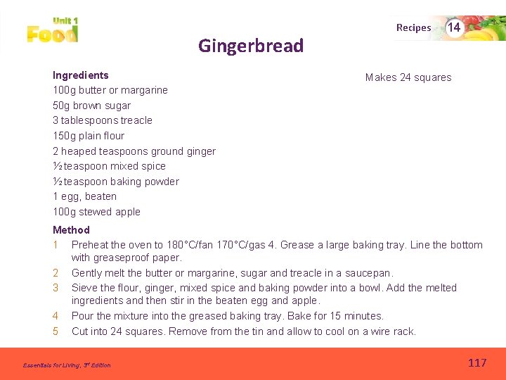 Gingerbread Ingredients 100 g butter or margarine 50 g brown sugar 3 tablespoons treacle