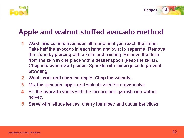 Recipes 14 Apple and walnut stuffed avocado method 1 Wash and cut into avocados