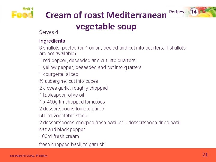 Cream of roast Mediterranean vegetable soup Serves 4 Recipes 14 Ingredients 6 shallots, peeled