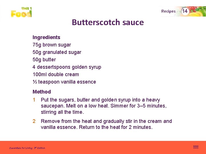 Recipes 14 Butterscotch sauce Ingredients 75 g brown sugar 50 g granulated sugar 50