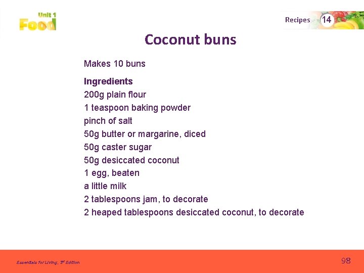 Recipes 14 Coconut buns Makes 10 buns Ingredients 200 g plain flour 1 teaspoon