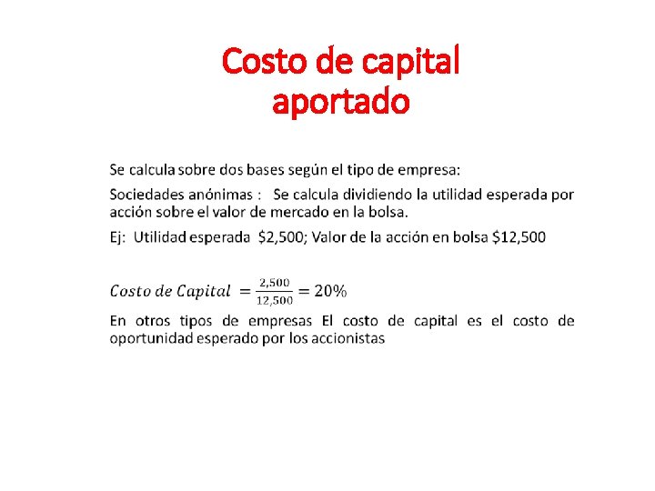 Costo de capital aportado 