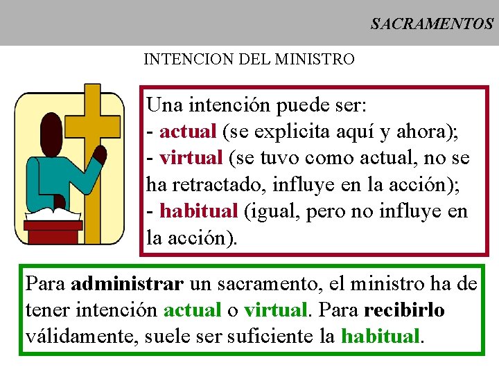 SACRAMENTOS INTENCION DEL MINISTRO Una intención puede ser: - actual (se explicita aquí y