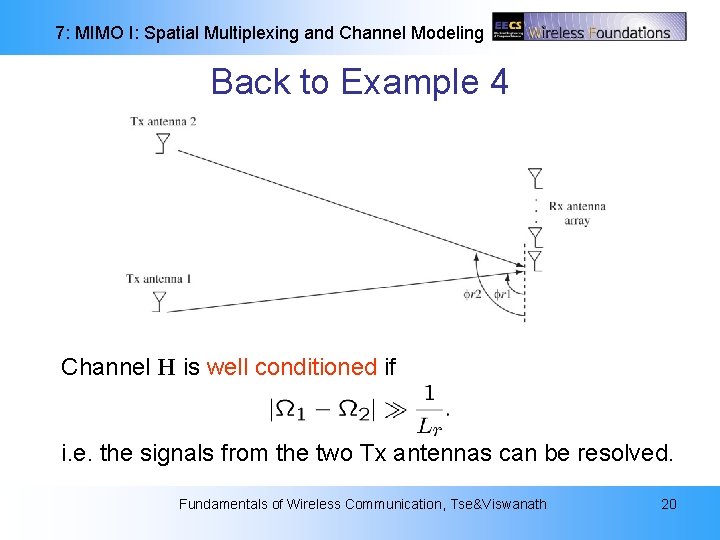 7: MIMO I: Spatial Multiplexing and Channel Modeling Back to Example 4 Channel H 7: MIMO I: Spatial Multiplexing and Channel Modeling Back to Example 4 Channel H