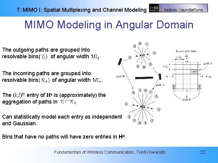 7: MIMO I: Spatial Multiplexing and Channel Modeling MIMO Modeling in Angular Domain The 7: MIMO I: Spatial Multiplexing and Channel Modeling MIMO Modeling in Angular Domain The