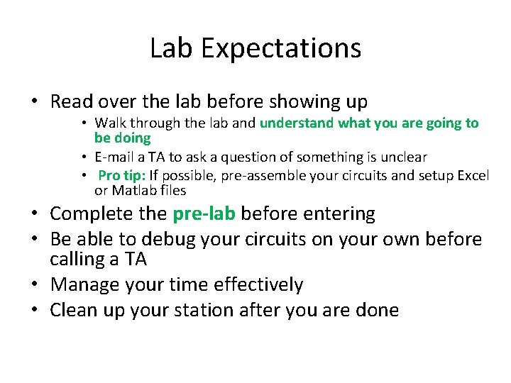 Lab Expectations ELEC 3509 Fall 2015 Lab Orientation Course Information