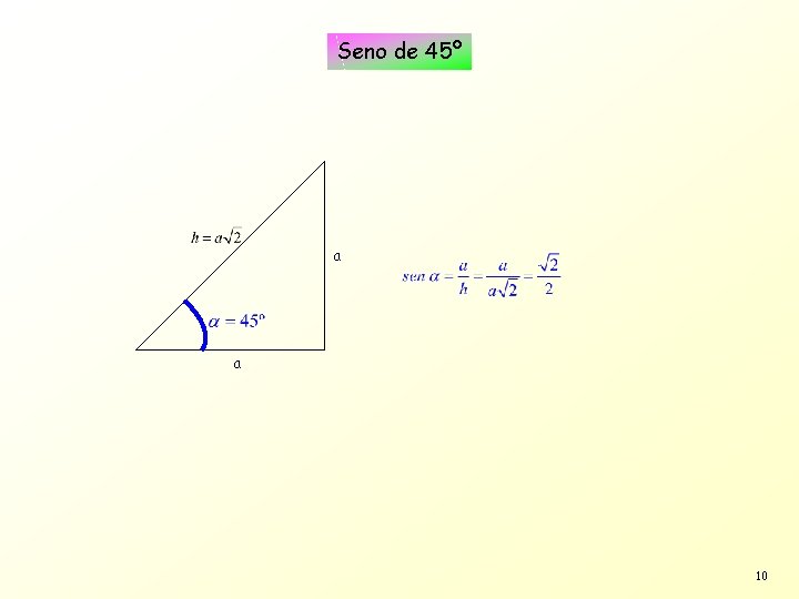 Seno de 45º a a 10 