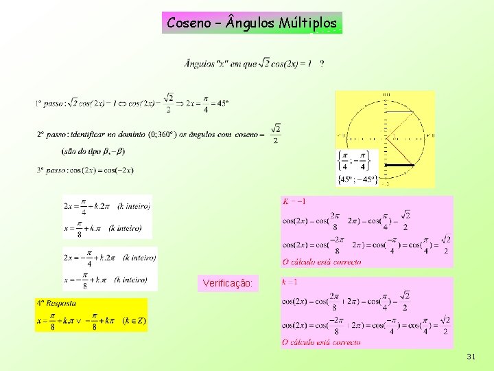 Coseno – ngulos Múltiplos Verificação: 31 