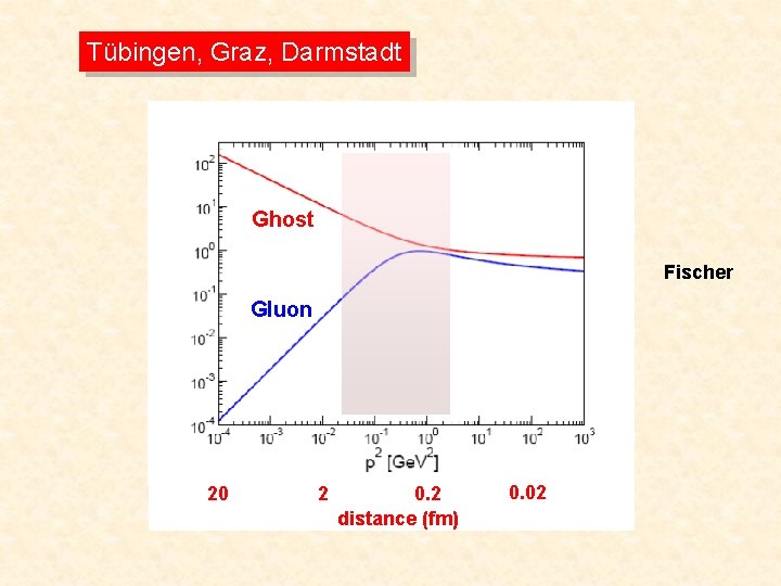 Tübingen, Graz, Darmstadt Ghost Fischer Gluon 20 2 0. 2 distance (fm) 0. 02