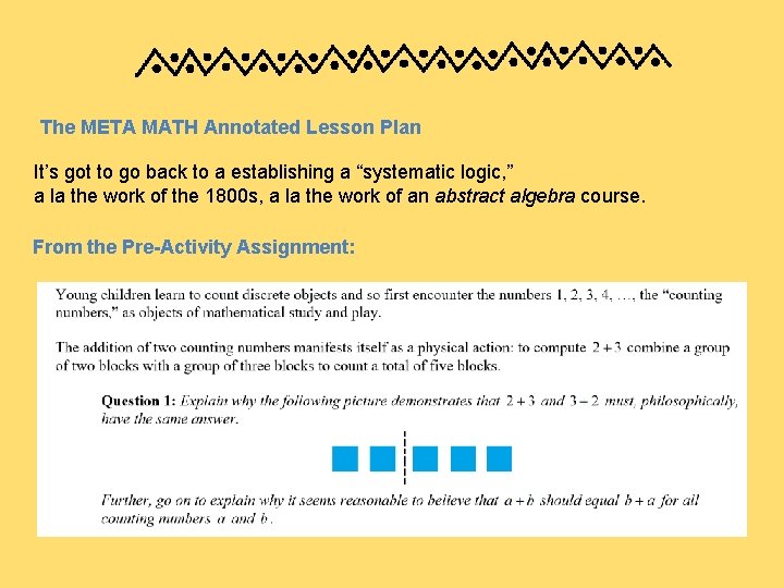 The META MATH Annotated Lesson Plan It’s got to go back to a establishing