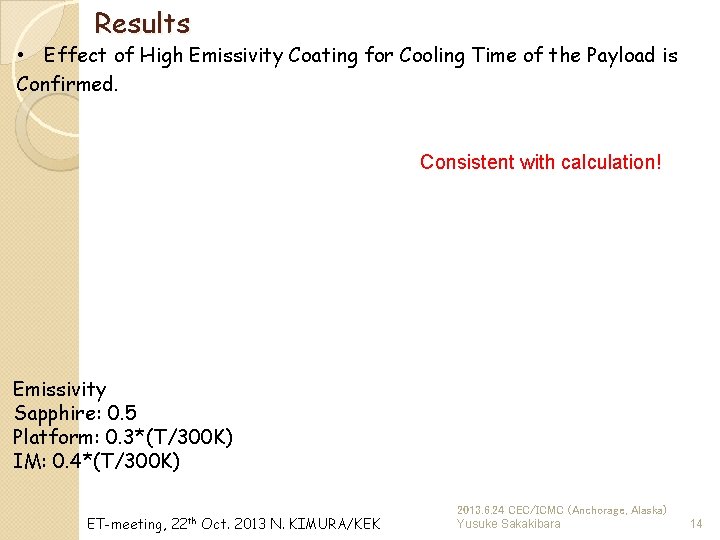 Results • Effect of High Emissivity Coating for Cooling Time of the Payload is