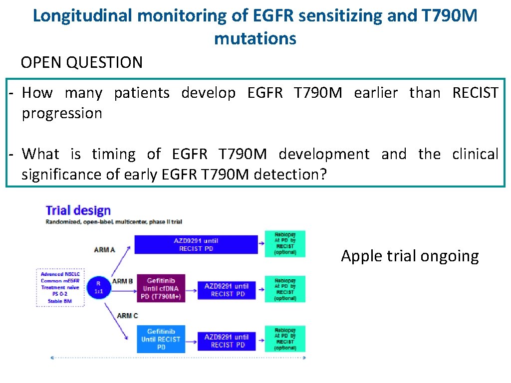 Longitudinal monitoring of EGFR sensitizing and T 790 M mutations OPEN QUESTION - How