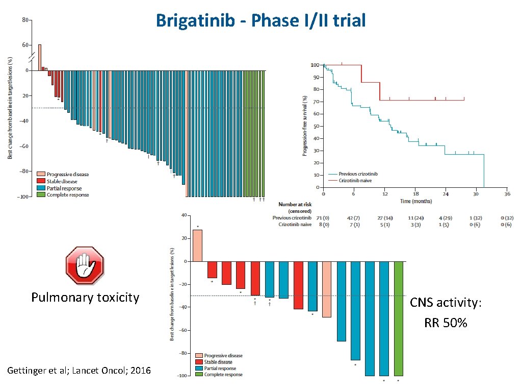Brigatinib - Phase I/II trial Pulmonary toxicity Gettinger et al; Lancet Oncol; 2016 CNS