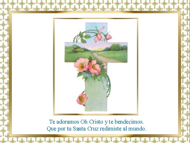 Te adoramos Oh Cristo y te bendecimos. Que por tu Santa Cruz redimiste al