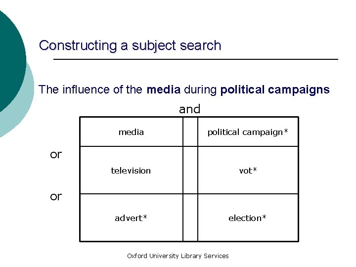 Constructing a subject search The influence of the media during political campaigns and media