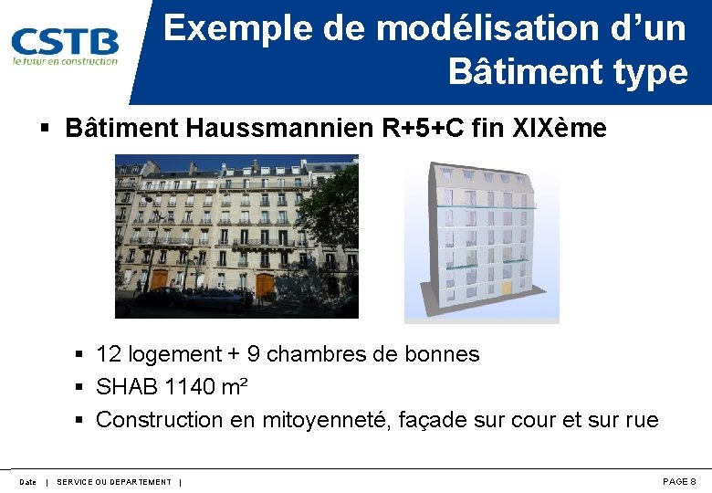 Exemple de modélisation d’un Bâtiment type § Bâtiment Haussmannien R+5+C fin XIXème § 12