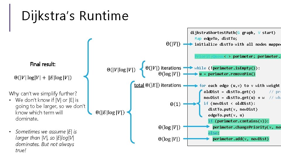 Dijkstra’s Runtime dijkstra. Shortest. Path(G graph, V start) Map edge. To, dist. To; initialize