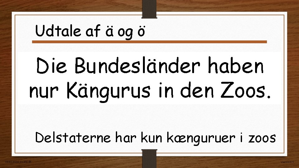 Udtale af ä og ö Die Bundesländer haben nur Kängurus in den Zoos. Delstaterne Udtale af ä og ö Die Bundesländer haben nur Kängurus in den Zoos. Delstaterne