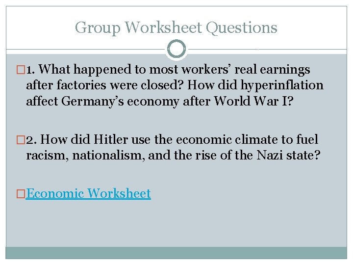 Group Worksheet Questions � 1. What happened to most workers’ real earnings after factories