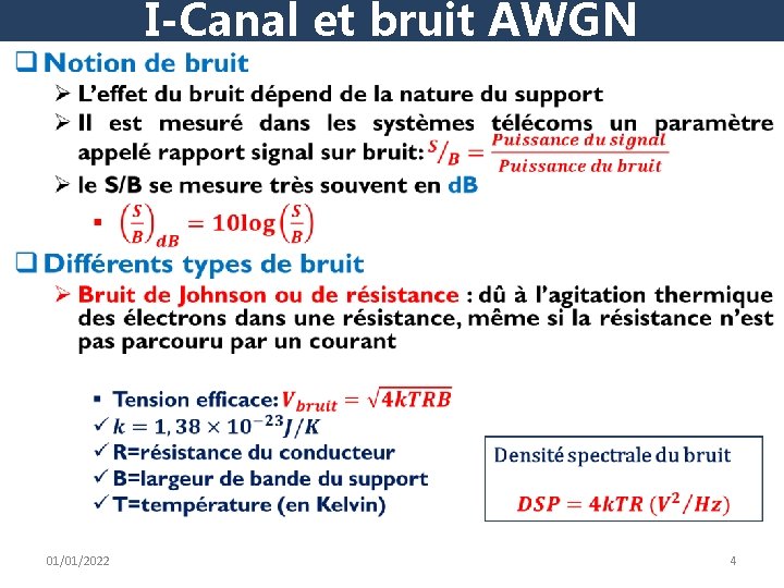 I-Canal et bruit AWGN • 01/01/2022 4 